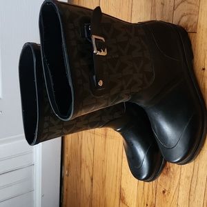 Michael kors black/brown rain boots womans 9